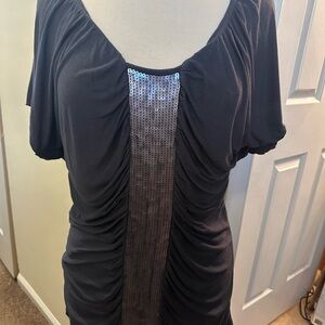 Valerie Bertinelli Charcoal Grey Sequin Detail Top